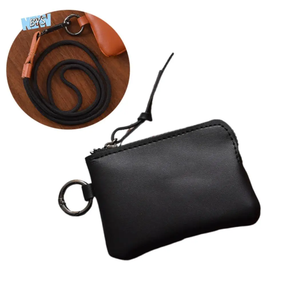 

Simple PU Hanging Neck Wallets Retro Soft Key Holder Purse Portable Exquisite Men's Money Pouch Travel