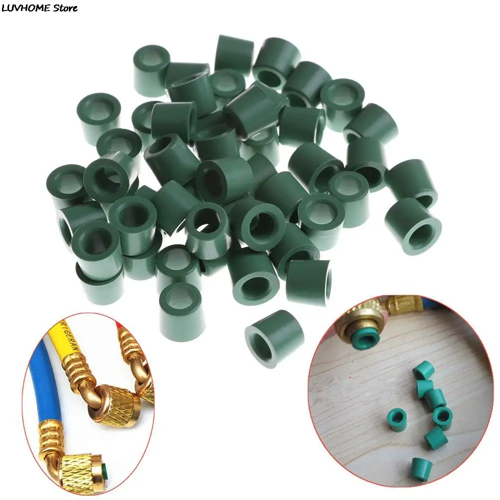 50pcs/lot Green Air Conditioning 1/4'' Charging Hose 1/4'' Valve Gasket Manifold Repair Seal Kit Replacement Wholesale