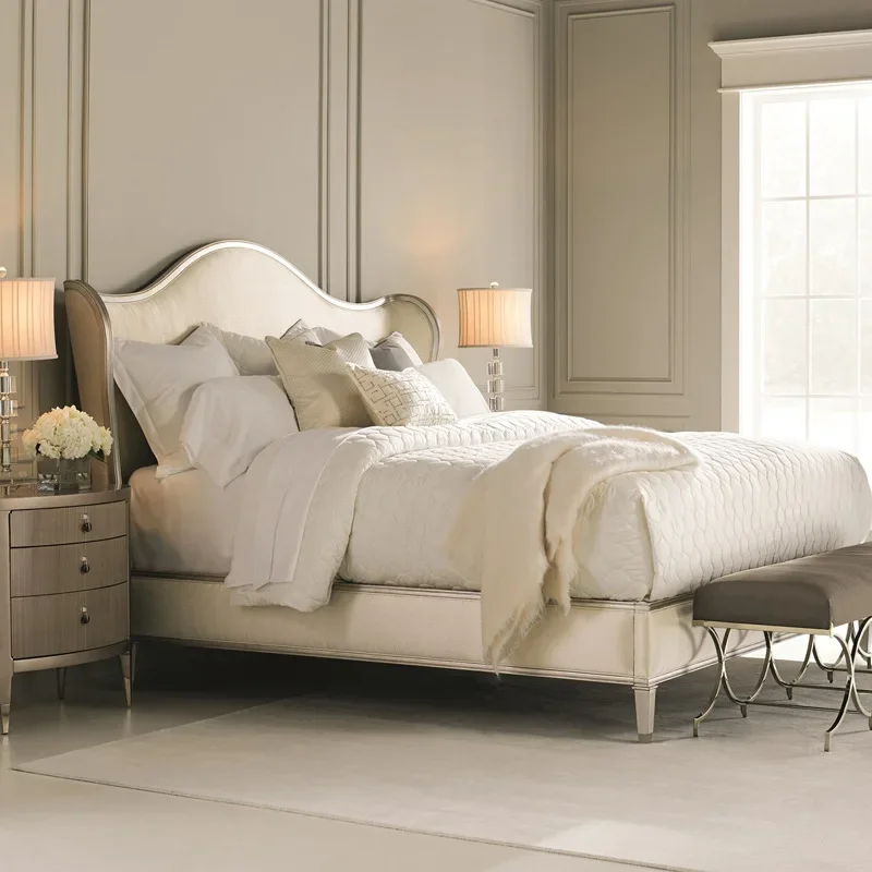 ingot bed, French retro light luxury birch double bed
