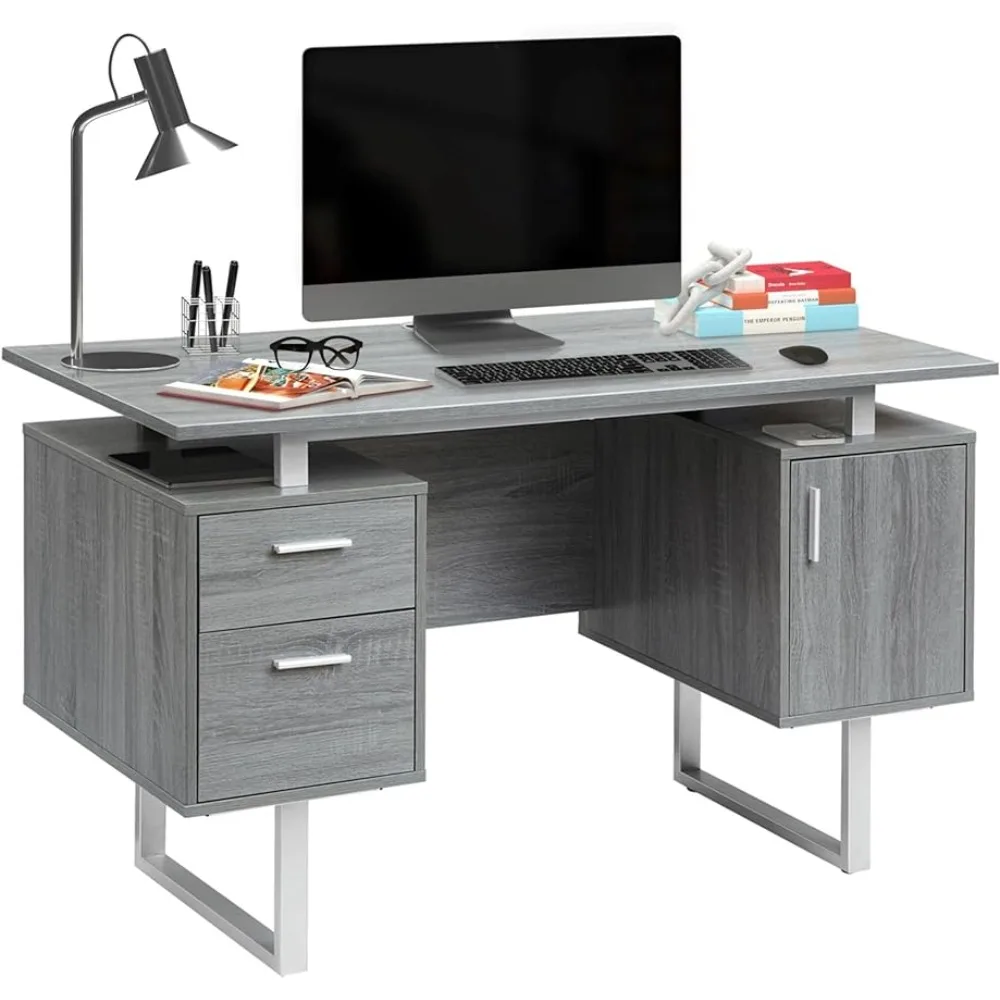 

Office Desks Gray Computer Desk Table Modern Office Desk With Storage Gaming Table for Pc Furniture Laptop Bed Room Gamer Tables