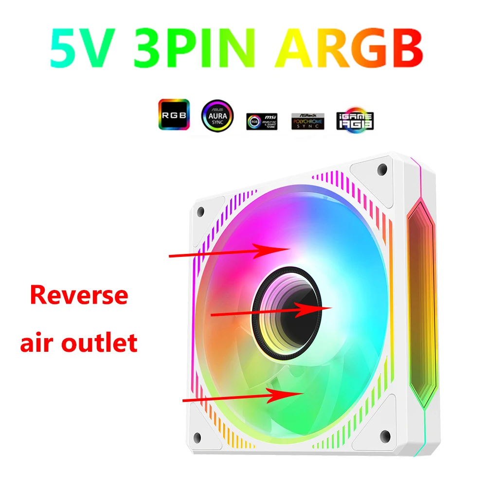 120mm Computer Case Cooling Fan 24LEDs 9-blade Luminous 12V 4 Pin PWM Auto Speed Regulation FDB Hydraulic Bearing