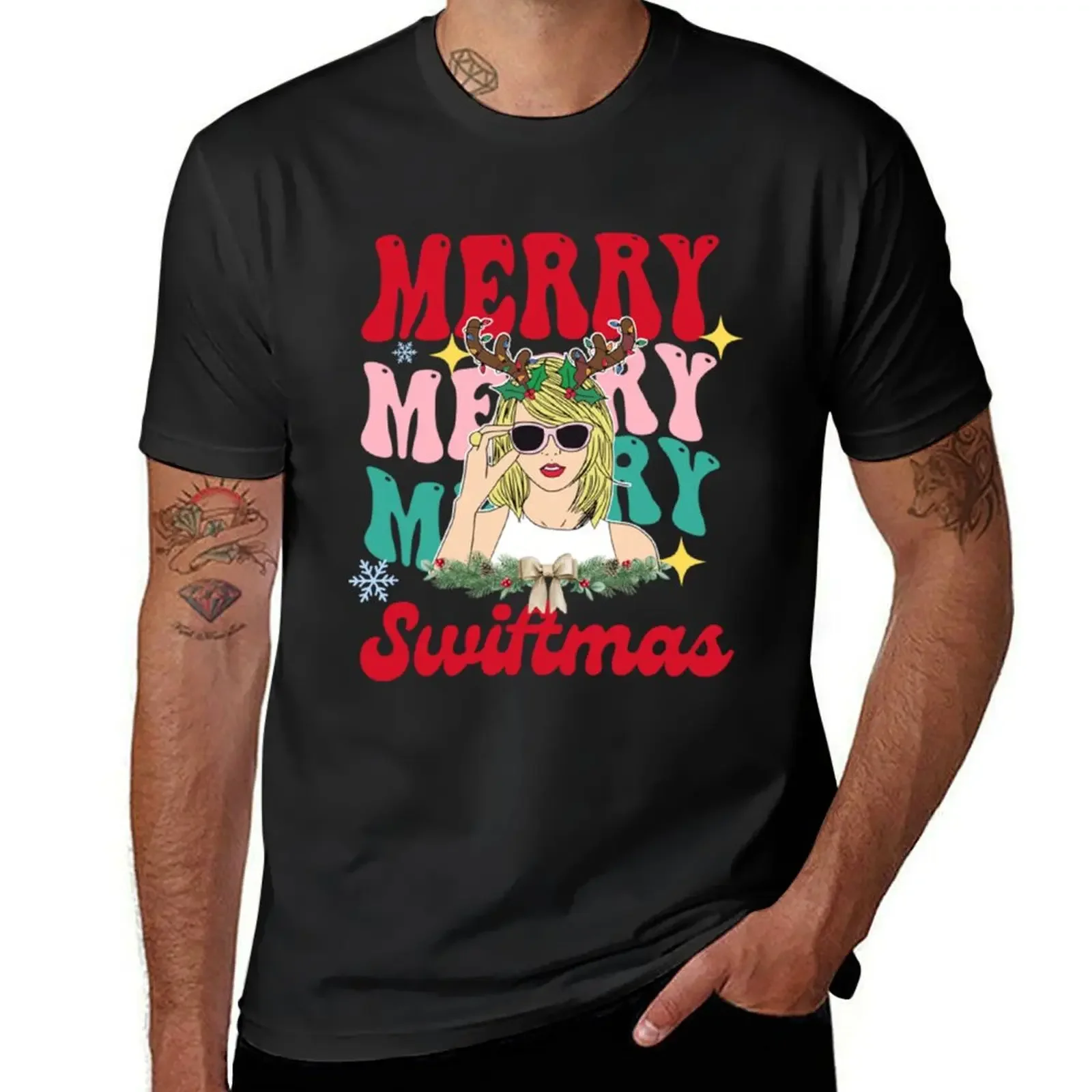 Merry Swiftmas T-Shirt tops Blouse shirts graphic tee vintage graphic tee mens vintage t shirts