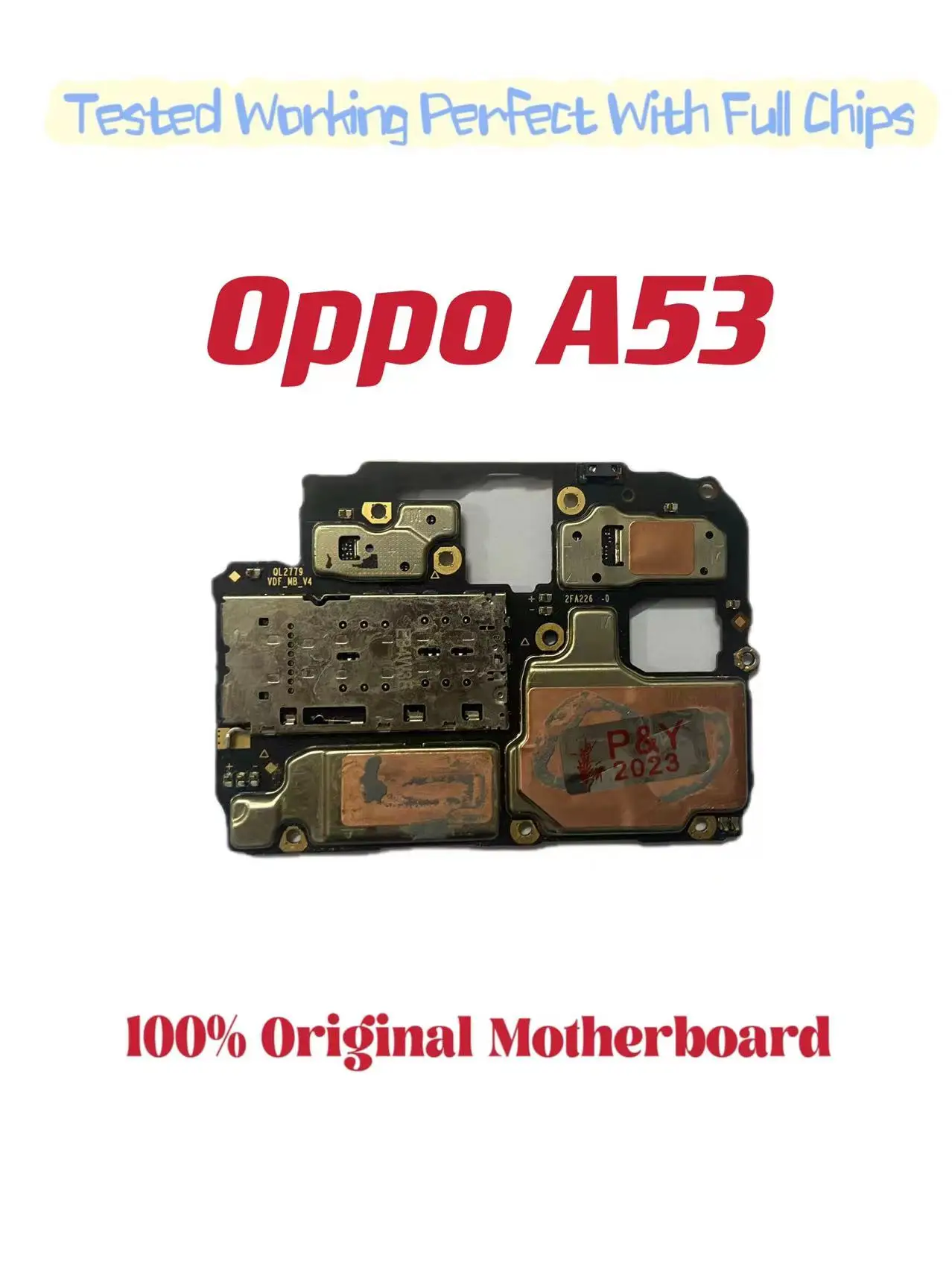 Original Unlocked Main Board for OPPO A53, Mainboard Motherboard with Chips Circuits, Flex Cable