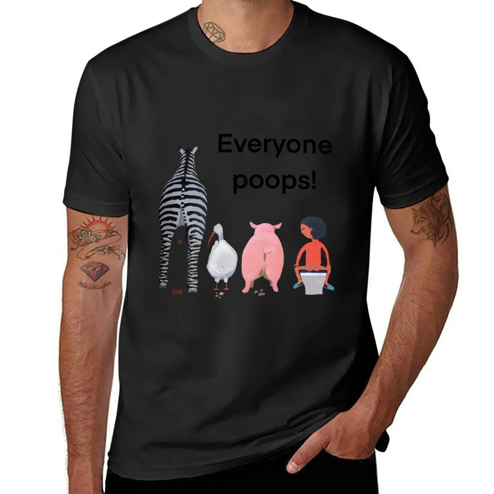 New Everyone poops book classic illustration T-Shirt boys animal print shirt aesthetic clothes mens big and tall t shirts