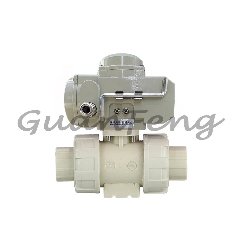 2 Inch 0-10vdc Regulating 220V AC Double Union PPH Socket Type Electric Motorized Ball Valve