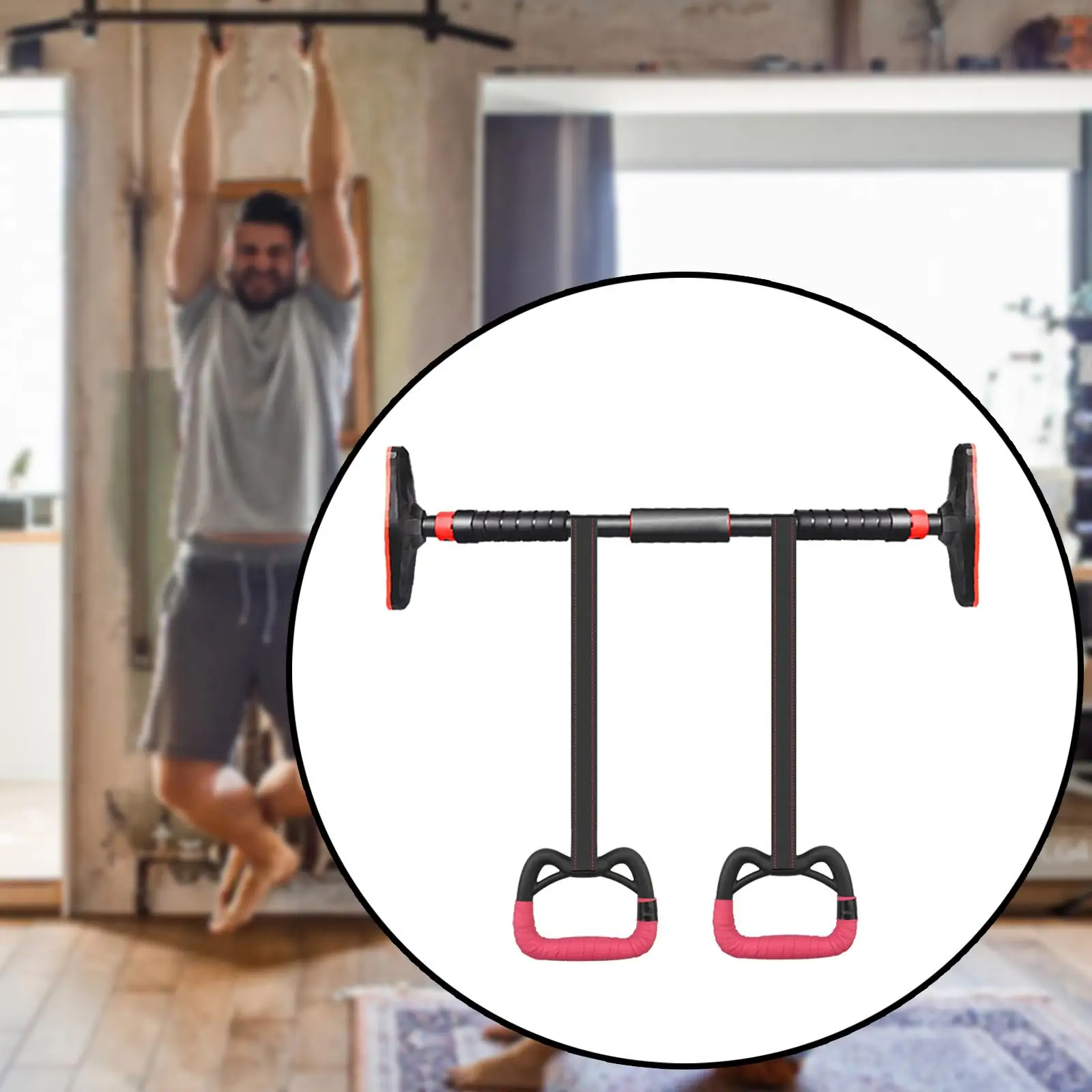 Pull up Bar Strength Training Adjustable Upper Body Workout Chin up Bar with Hanging Rings for Adults Children Easy Installation