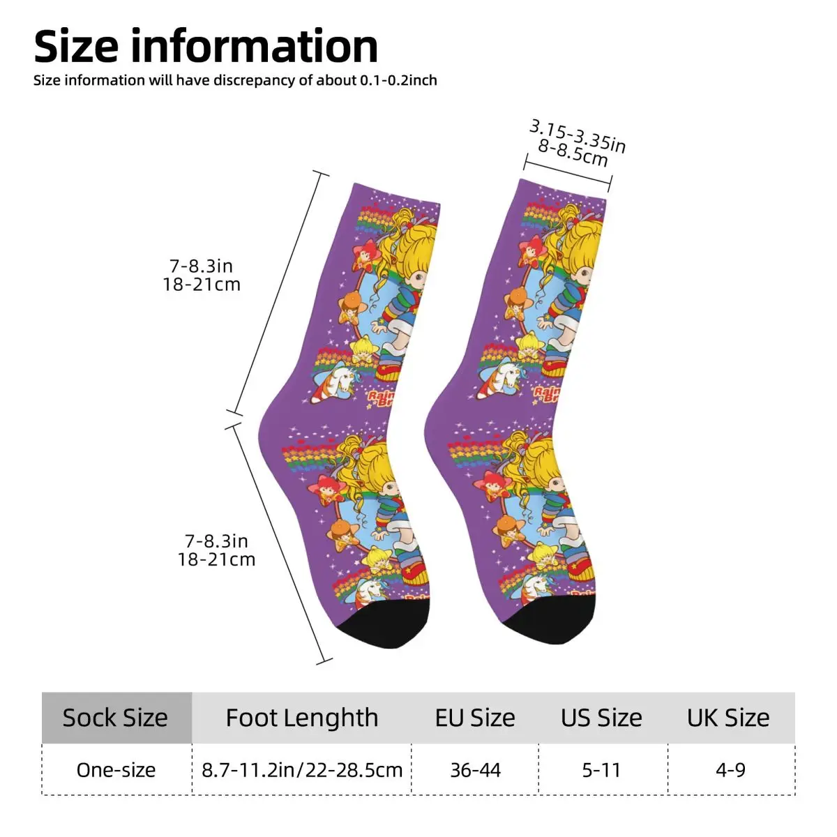 Rainbow Brite Kawaii Socks Travel Cartoon Pattern Socks