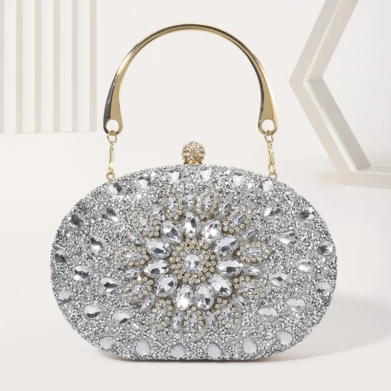

Вечерняя сумка-клатч Sunflower Water Diamond для ципао, элегантная, инкрустированная стразами, маленькая сумочка через плечо для женщин