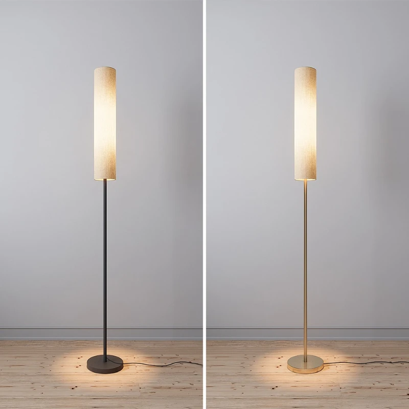 Simple living room long tube floor lamp bedroom bedside fabric vertical table lamp Nordic minimalist dimmable light