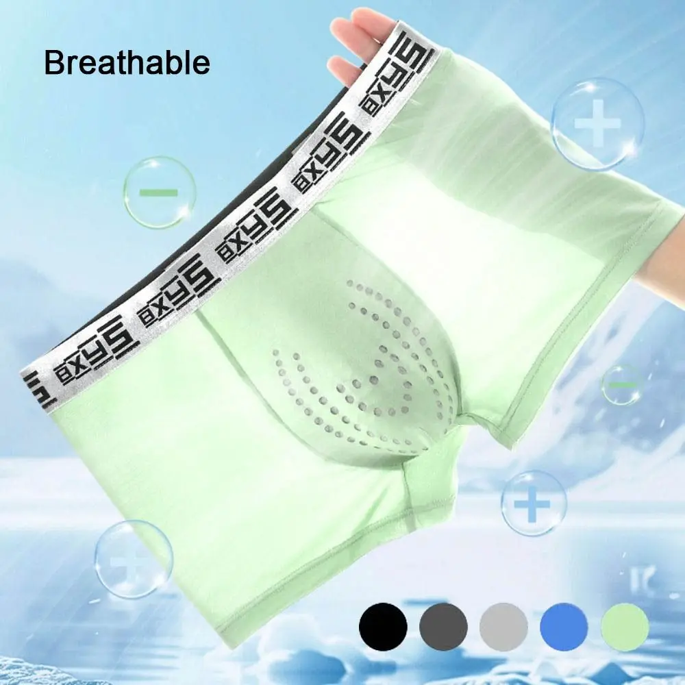 

3Pcs Simple Mesh Men's Flat Panties Traceless Mid Waist Shorts Boxers Ice Silk Underpants Underwear for Man Gift