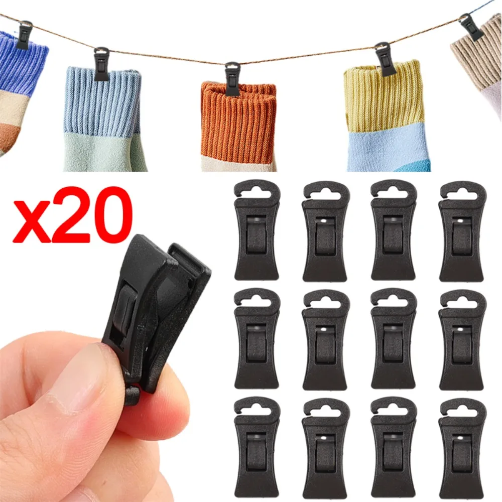 20 pçs clipes de meias de plástico portátil forte pinos de roupas clipes multifuncionais traceless lavagem meias cabide rack de secagem ganchos