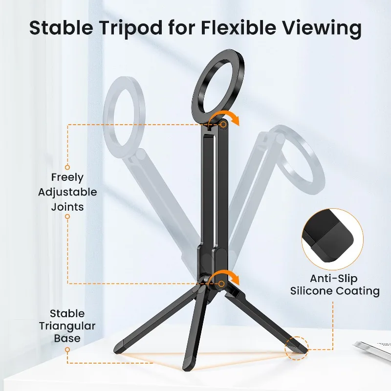 Foldable Phone Tripod Carabiner-Mounted For iPhone 17 16 15 Portable Dual-sided Magnetic Tripod Desk Mount Phone Handle Holder