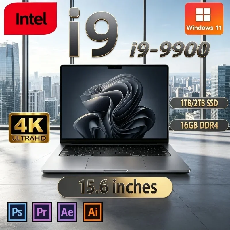 15.6" New Laptop i9‑9900 Smooth High Refresh 120Hz FHD IPS 16/32GB RAM Win11 2026 Hot Durable Office Notebook