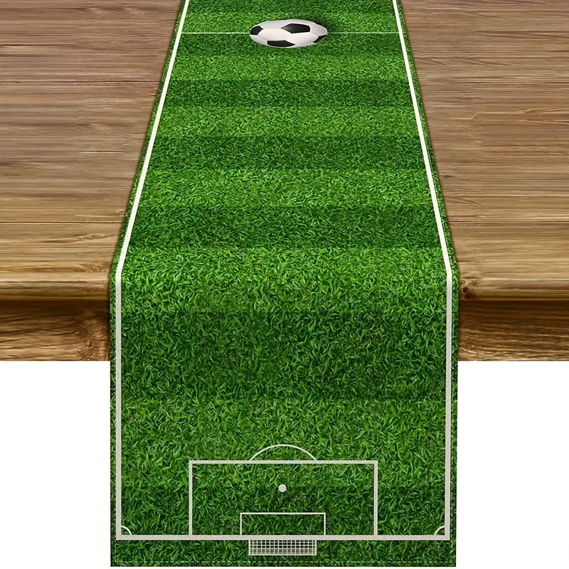 

1pc, Table Runner, Soccer Theme Table Runner, Sport Series Party Decoration, Farmhouse Rustic Vintage Table Cloth, Home Decor