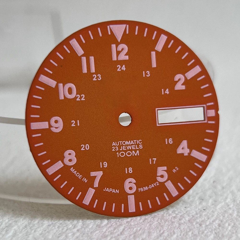 28.5mm Watch Dial NH36 S5 Logo 24H Military Dial Day Date Green Lume Tactical Mod Upgrade Parts