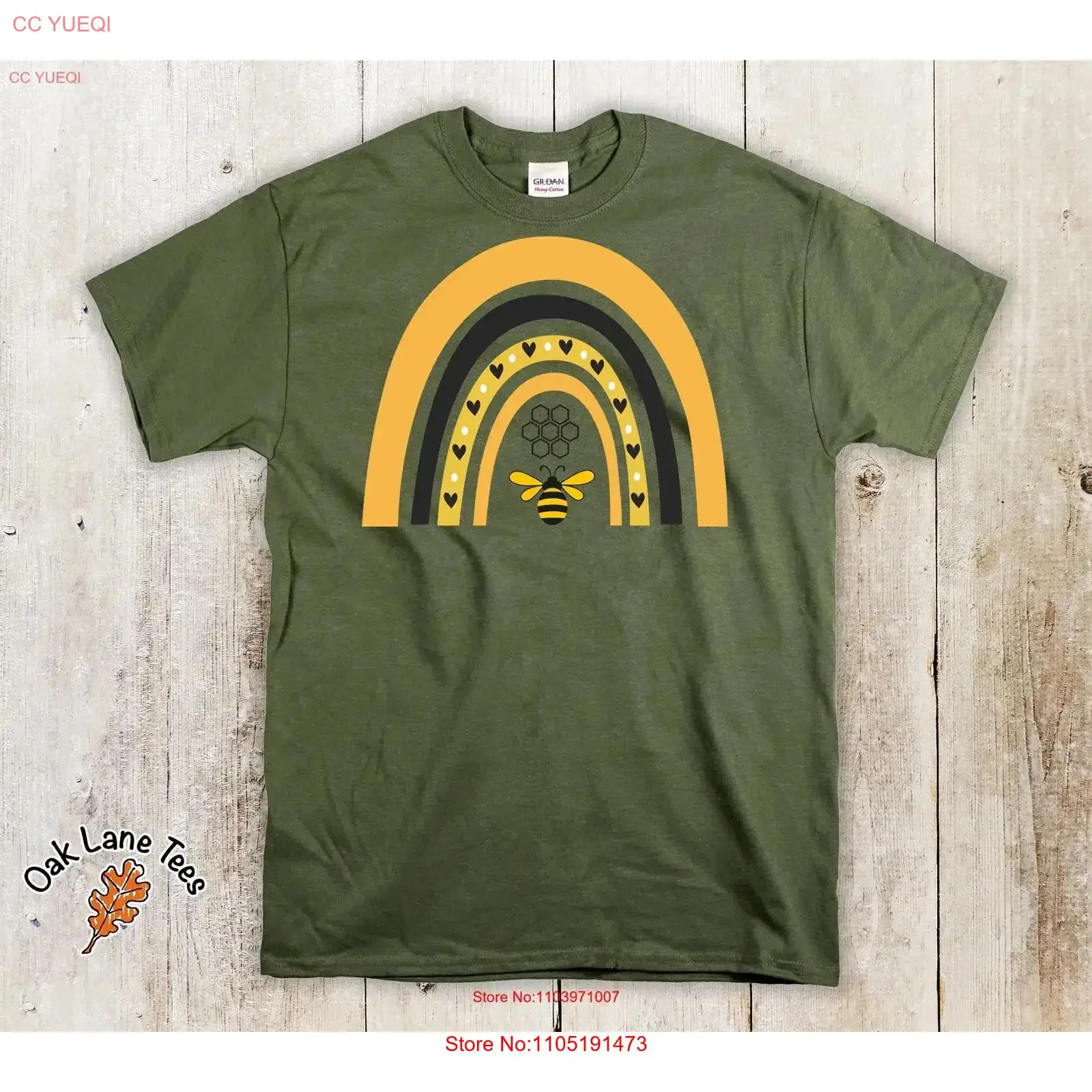 

BEE RAINBOW T Shirt Beekeeper Bees Honey Lover Boho vintage Washed Stretched graphic Versatile Stylish fashion Slightly Casual