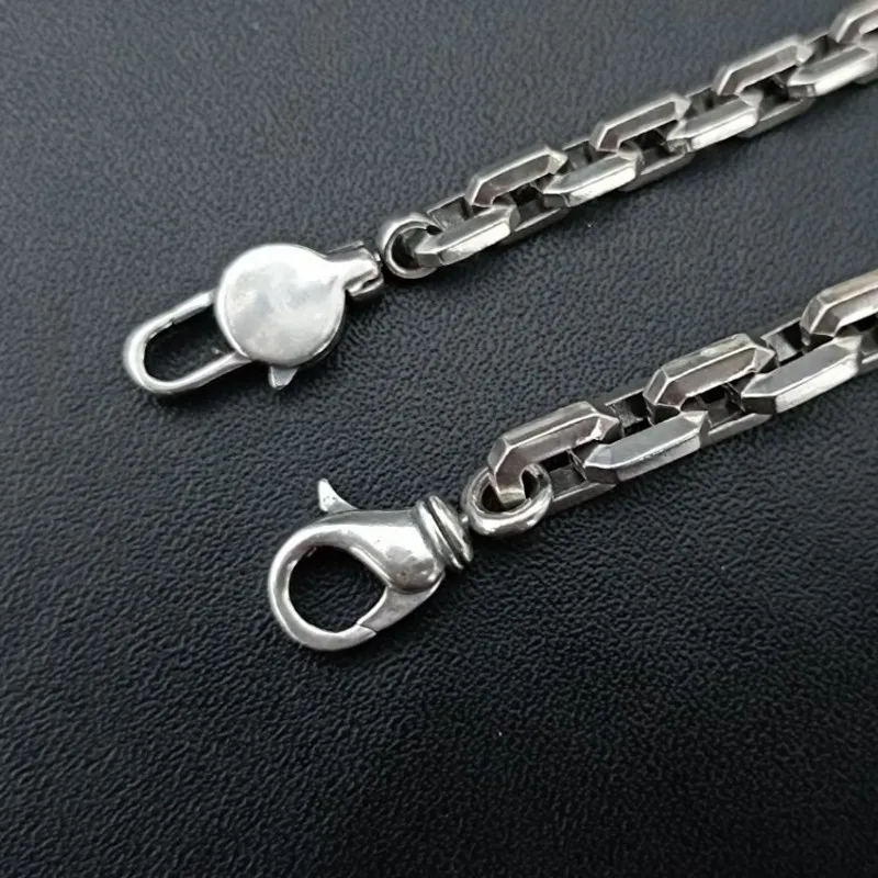 BOCAI New S925 Silver Bracelet for Men and Women Thick Cross Chain Fashionable and Personalized Birthday Gift Wholesale