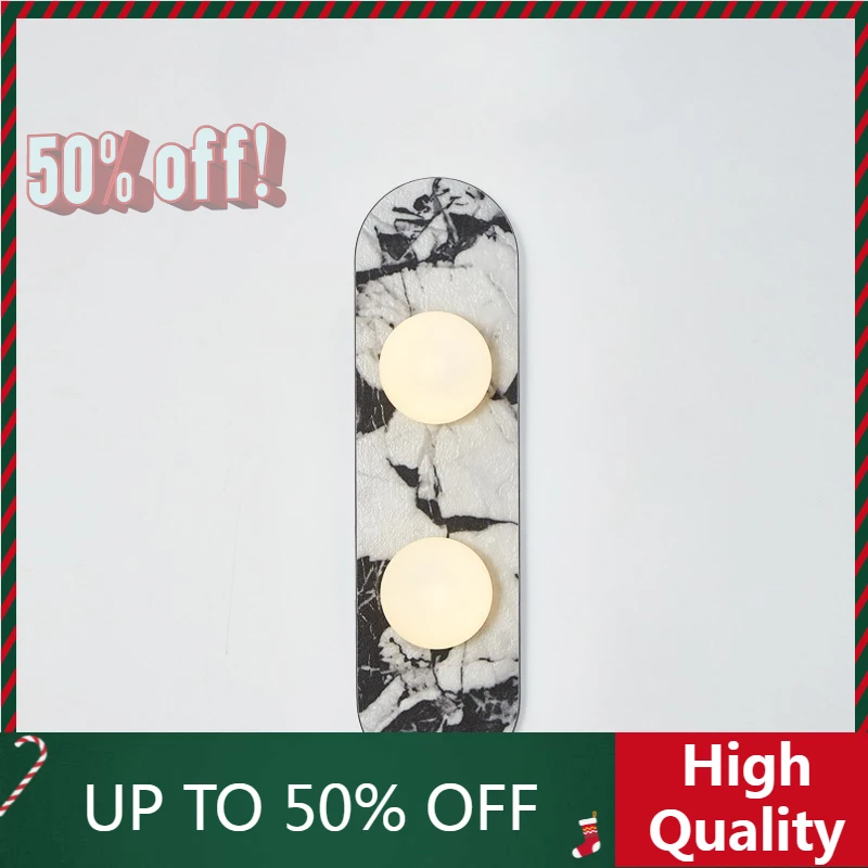 

Nordic Modern White Glass 2 LED Source Wall Lamp Sconce Aisle Dining Room Bulgari Luxury Stone Stair Light Fixture Lamparas