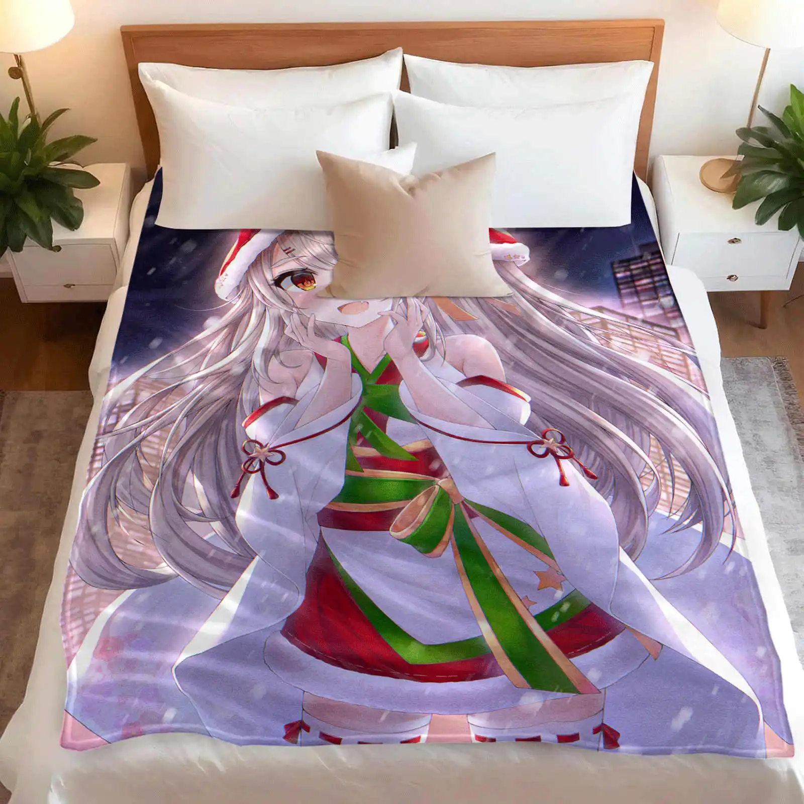 Azur Lane Yuudachi  Flannel Fleece Lightweight Bed Blanket Warm Plush Blankets All Season Use
