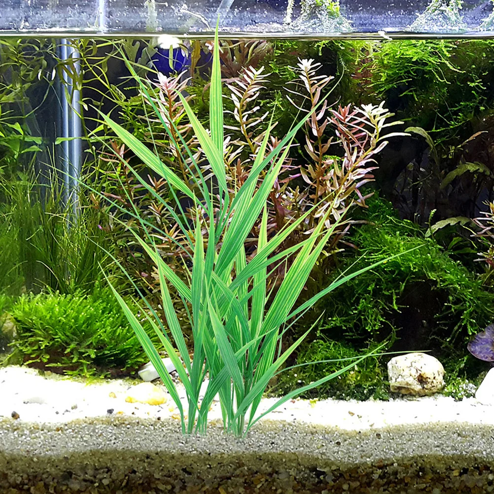 

2Pcs Realistic Aquarium Plants Artificial Fish Tank Grass Decoration Simulation Fake Water Grass for Turtle Reptile Tank