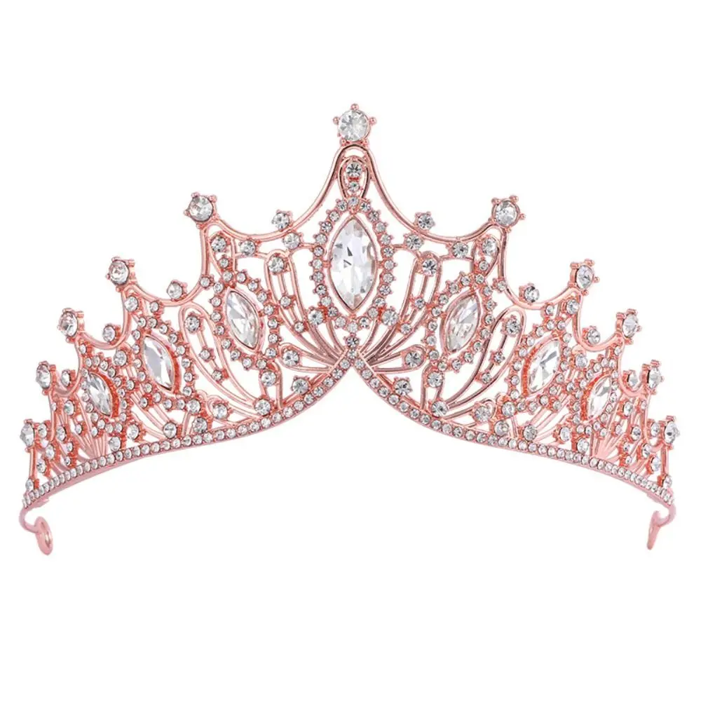 

Vintage Shiny Baroque Crown Metal Gold Princess Tiara Headwear Bridal Hair Tiara Rhinestone Crown Headband