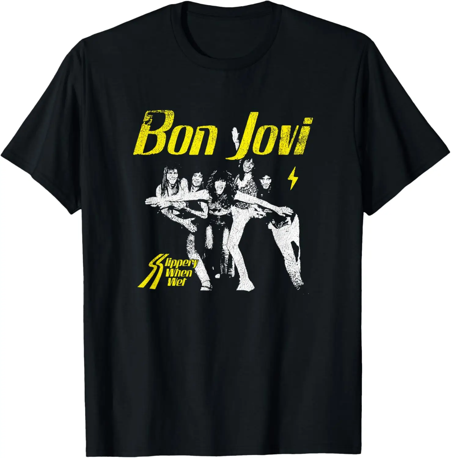 Official Slippery When Wet T-Shirt, Small, Black 100% Cotton Trendy Y2K Short-Sleeve Tee – Soft, Quick-Drying, &