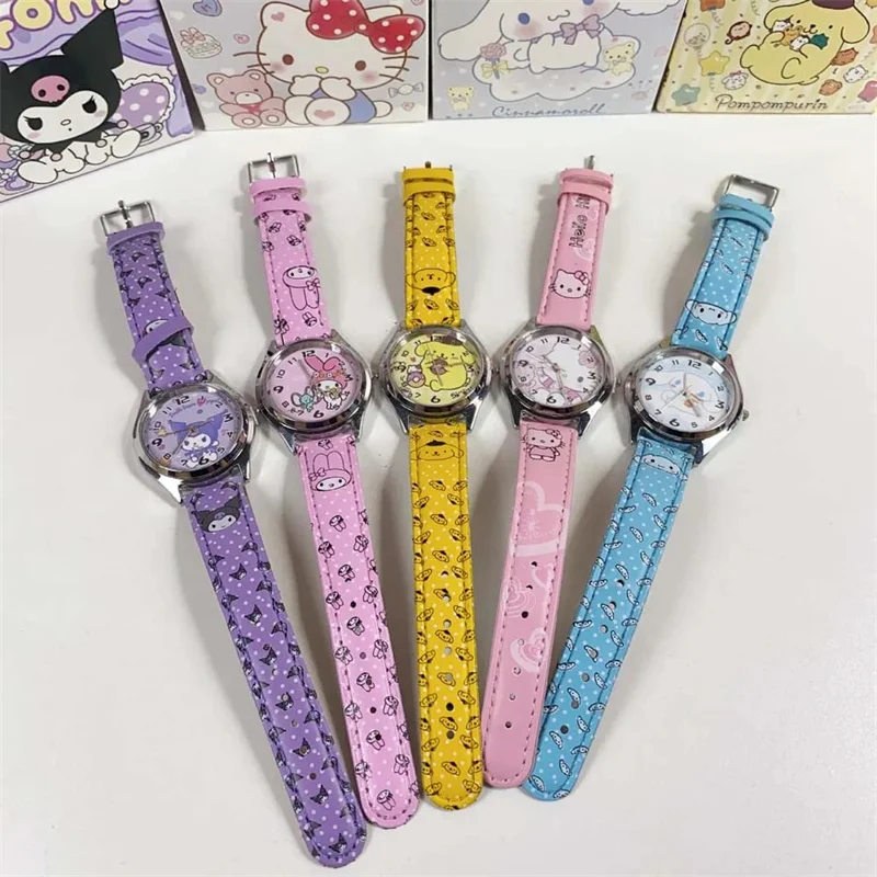 Anime Sanrio PU leather electronic watch kulomi big-eared dog Melody children\'s watch gift with gift box