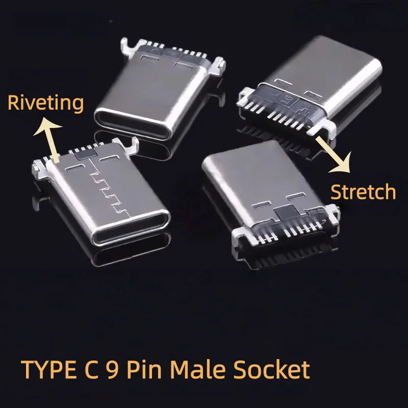 

20 шт. TYPE C 9-контактный разъем-папа SMT Порт зарядки передачи данных Разъем питания USB TYPE-C 9P Мужская розетка