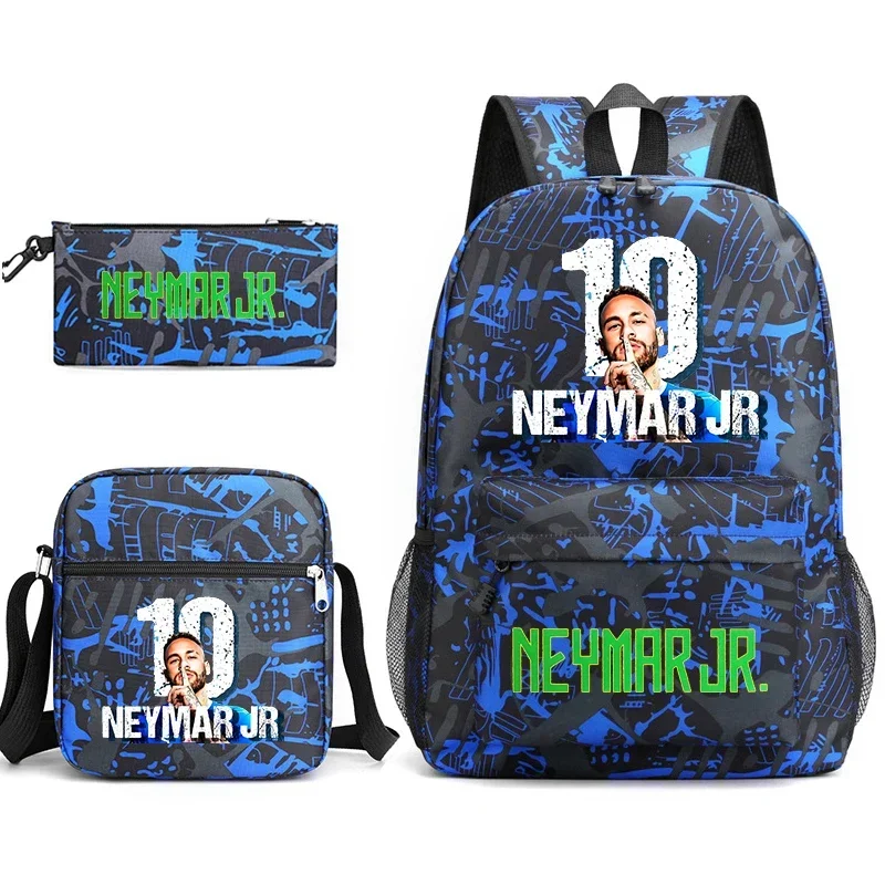 Conjunto de bolsa escolar para estudantes com estampa Neymar Avatar, mochila casual, bolsa de ombro, conjunto de 3 peças