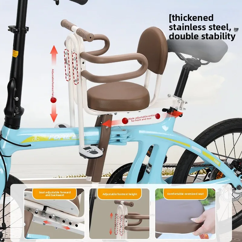 Children's Front Bicycle Seat Foldable Mountain Road Electric Bike High Carbon Steel For 4-8 Years Old Asiento de Bicicleta Niño