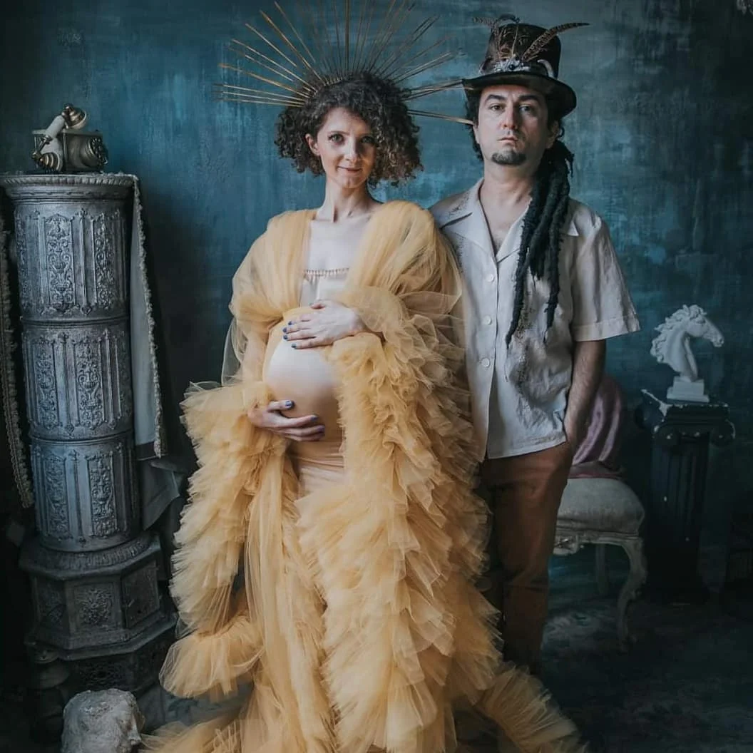 فستان فاخر للنساء الحوامل للحفلات الراقصة لالتقاط الصور بأكمام طويلة رداء الزفاف الصباحي مخصص للحفلات الطويلة #2