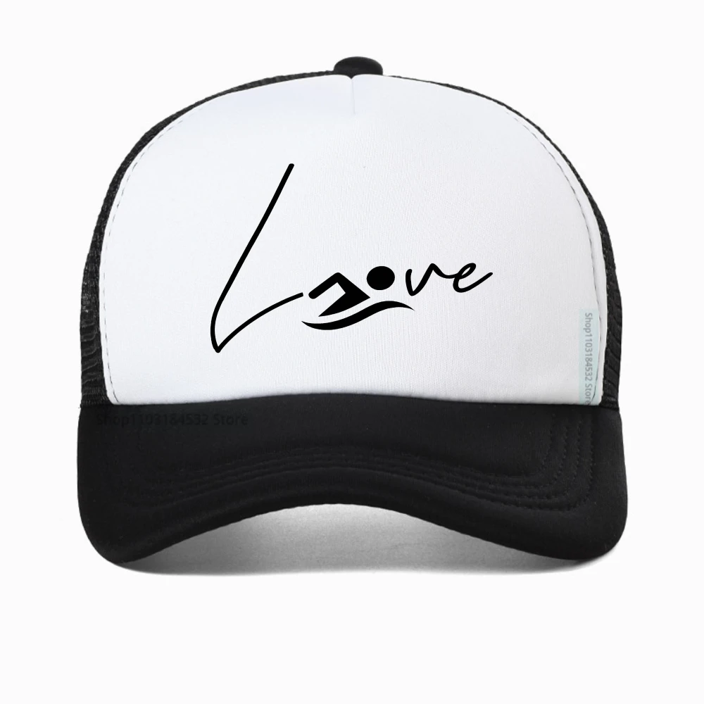

Heartbeat I Love Swimming Swim Swimmer Funny baseball cap Fashion Graphic Unisex New mesh snapback hat Breathable trucker hats