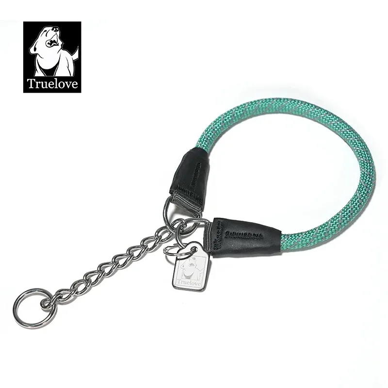 TRUELOVE TLC5373 Pet P Chain Collar With Anti-lost Tag Movable Chain Used For Training Nylon Webbing Bright Reflective Material
