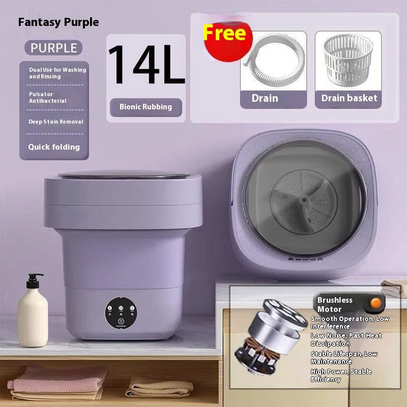 Portable Folding Washing Machine Large Capacity Portable Dehydratable with Spin Dryer For Socks Underwear Panties Washer