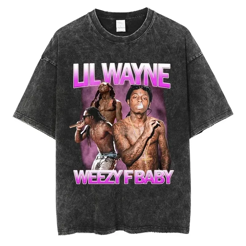 Lil Wayne Vintage Shirt Tops Hip Hop RnB Rap Unisex Homage Short Sleeve Tees Quality Cotton Fashion High Street Men Wome T-shirt