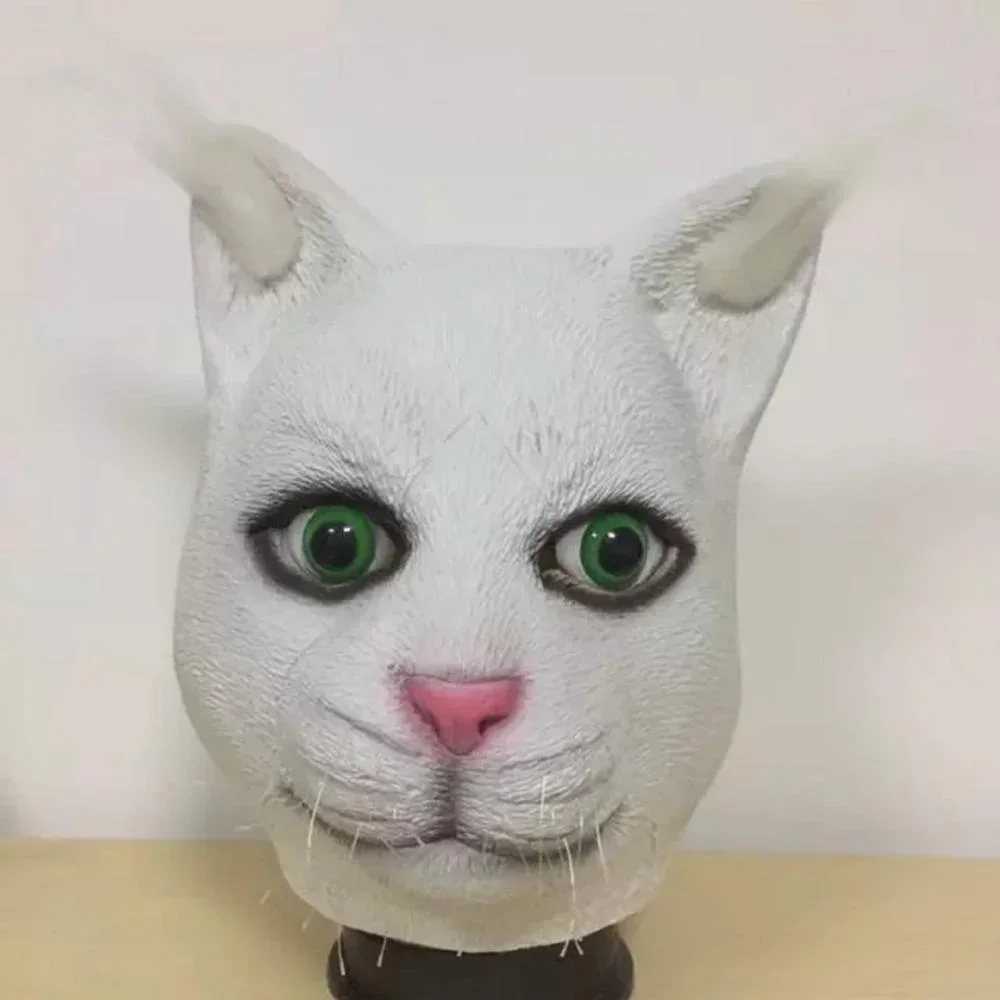 Halloween Cute Realistic Cat Latex Mask Adult Full Face Latex Mask - Cosplay Party Mask for Halloween Masquerade