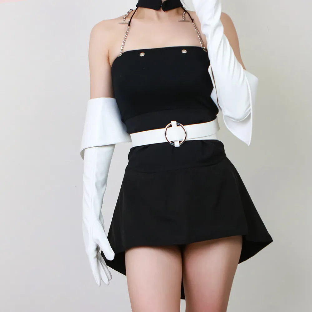 26 Zoll (65 cm) lange Handschuhe aus Kunstleder, PU, Latex, weiß, extra tief geschnitten, umklappbar, im Cyberpunk-Stil, Armstulpen, sexy Damen-Fäustlinge – Detail 23