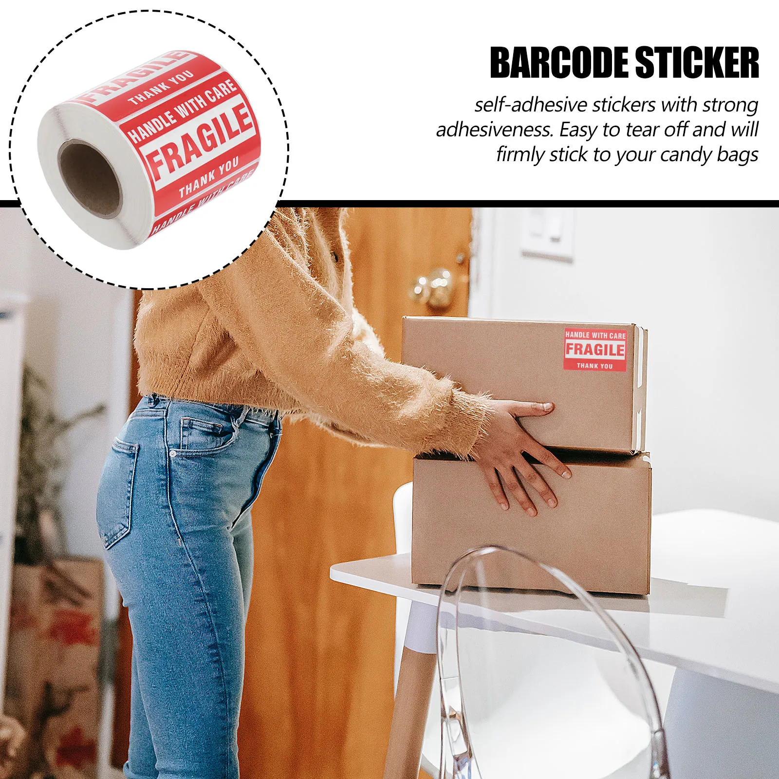 

2 Rolls Barcode Tags Sticker Labels Strong Adhesion Self Adhesive Smooth Surface Auto Window Plastic Book Wall Metal Box
