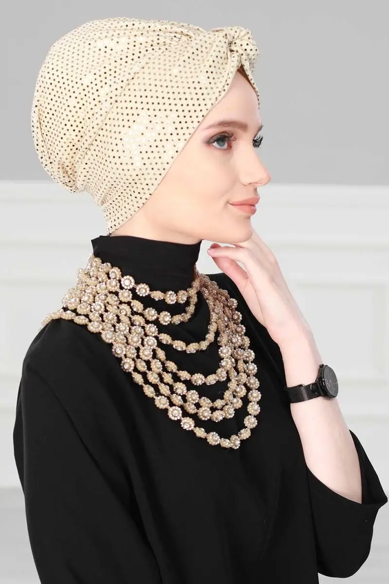 Mihrace Combed Bone Sequin Gold