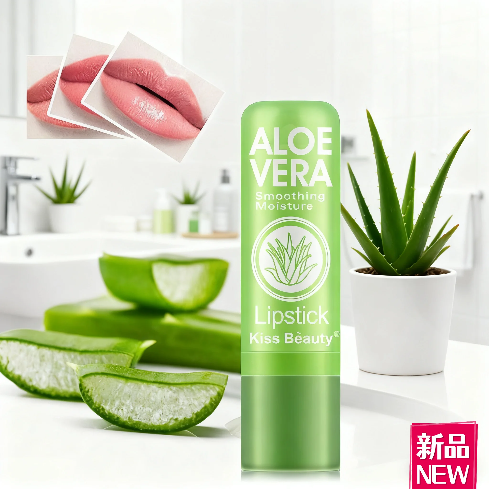 Bálsamo labial hidratante de Aloe Vera, hidratante de larga duración, lápiz labial que cambia de color, maquillaje para el cuidado, 3/1 Uds.