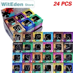 3D Metal Wire Puzzles 24PCS/Sets IQ Brain Teasers Test Casse-Tete Perplexing ZHL Classic Knot Intelligence Buckle Interlock Toys