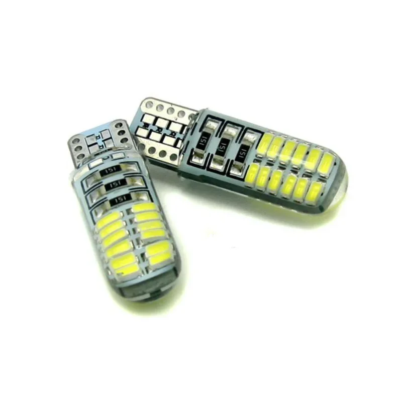 100pcs T10 3014  silicone 24 LED Lights W5W 194  168 interior light  Wedge Door Instrument auto Side Lamp parking bulb 12V