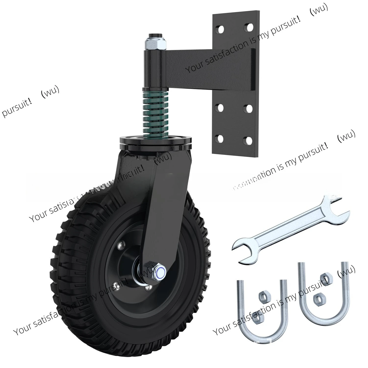 Large iron door shock-absorbing door wheel, heavy-duty rubber silent universal door caster, spring shock absorption