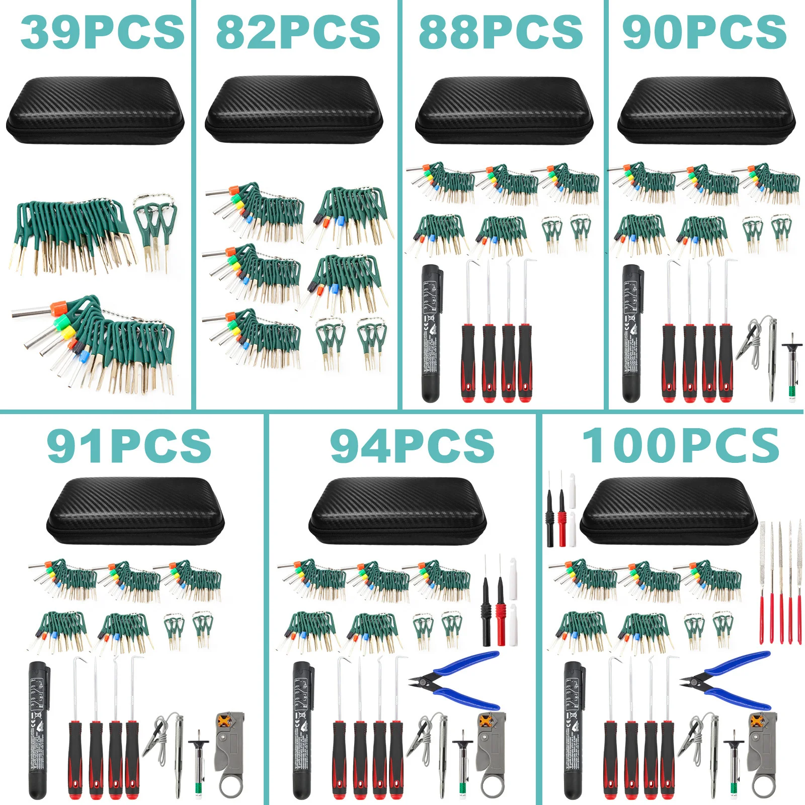 Kit de herramientas de extracción de terminales de coche, arnés de cables eléctricos, Conector de crimpado, Extractor de pines, probador de luz,