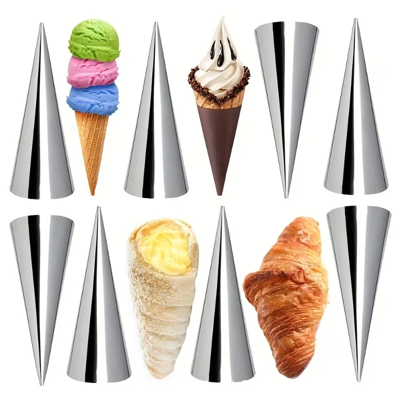 Stainless‑Steel Conical Pastry Roll Mould, Non‑stick Spiral Tube for Cream Horn, Croissant, Ice Cream Cone & Waffle Baking Tools
