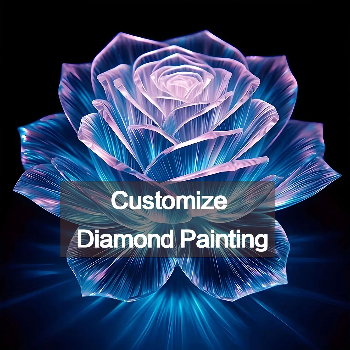 Custom Photo 5D Diamond Art Painting Kit - Luminous Roses, Full Round Diamond Art, Beginner-Friendly, Suitable for Home Or Offic
