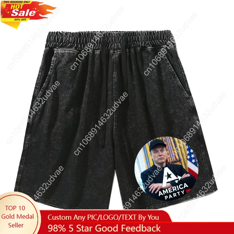 

America Party Man Woman Teenager Retro Short Pants Elon Musk Vintage Cotton Elastic Soft Premium Pattern Text Logo Custom Pant