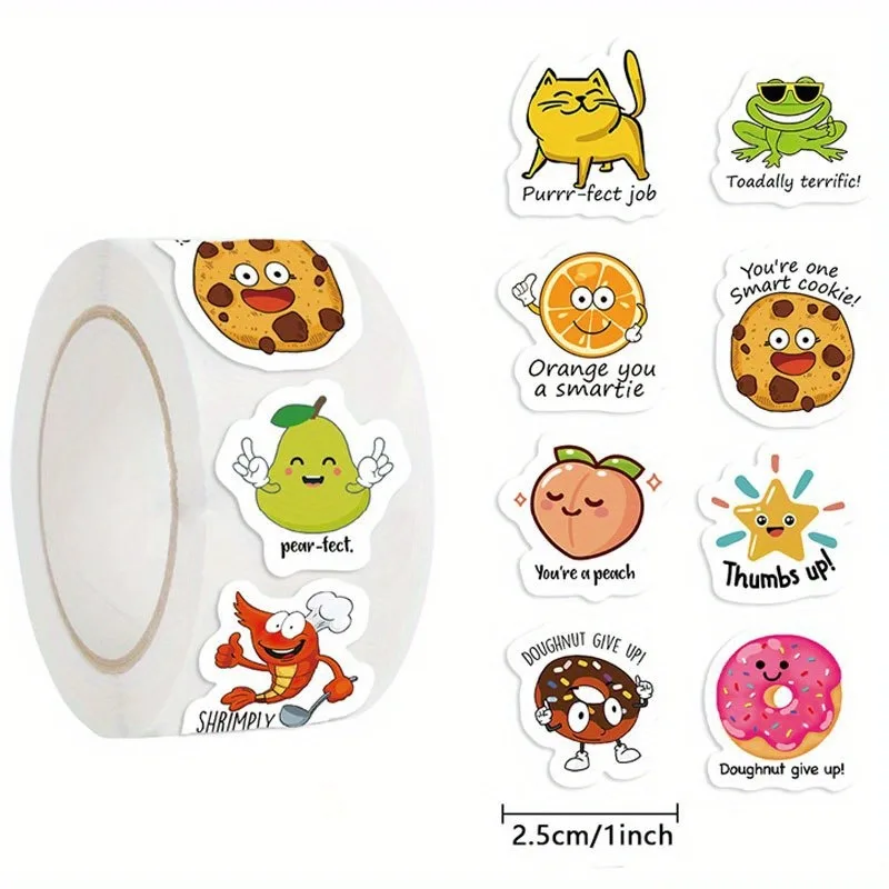 1/2 Roll 500-Piece Inspirational Quotes Sticker Roll, Reward Stickers For School Meeting Teachers Journals Envelope Seals Test