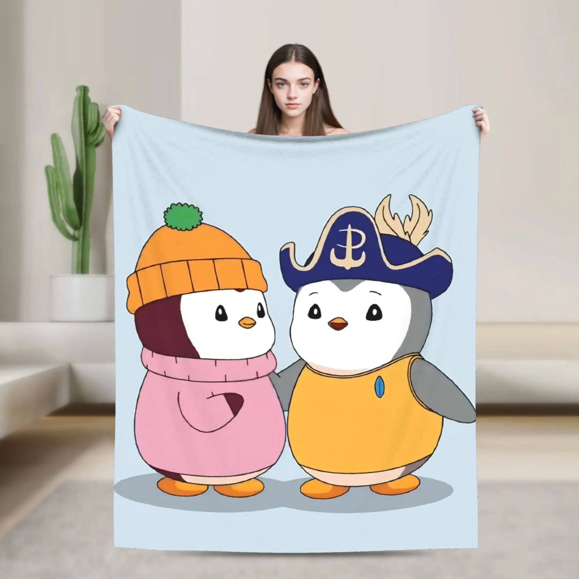 P-Pudgy Penguin Coral Fleece Plush Throw Blanket  Blanket for Sofa Outdoor Ultra-Soft Plush Thin Quilt,