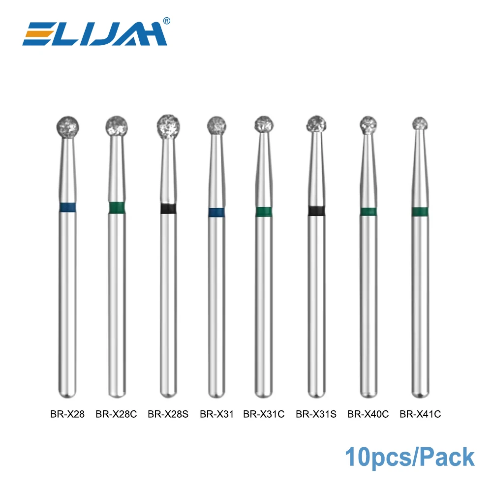 ELIJAH 10Pcs/pack Extra Long Dental Diamond Burs 25mm FG Dia-burs 1.6mm Shank For High Speed Handpiece Burs Dentistry Instrument